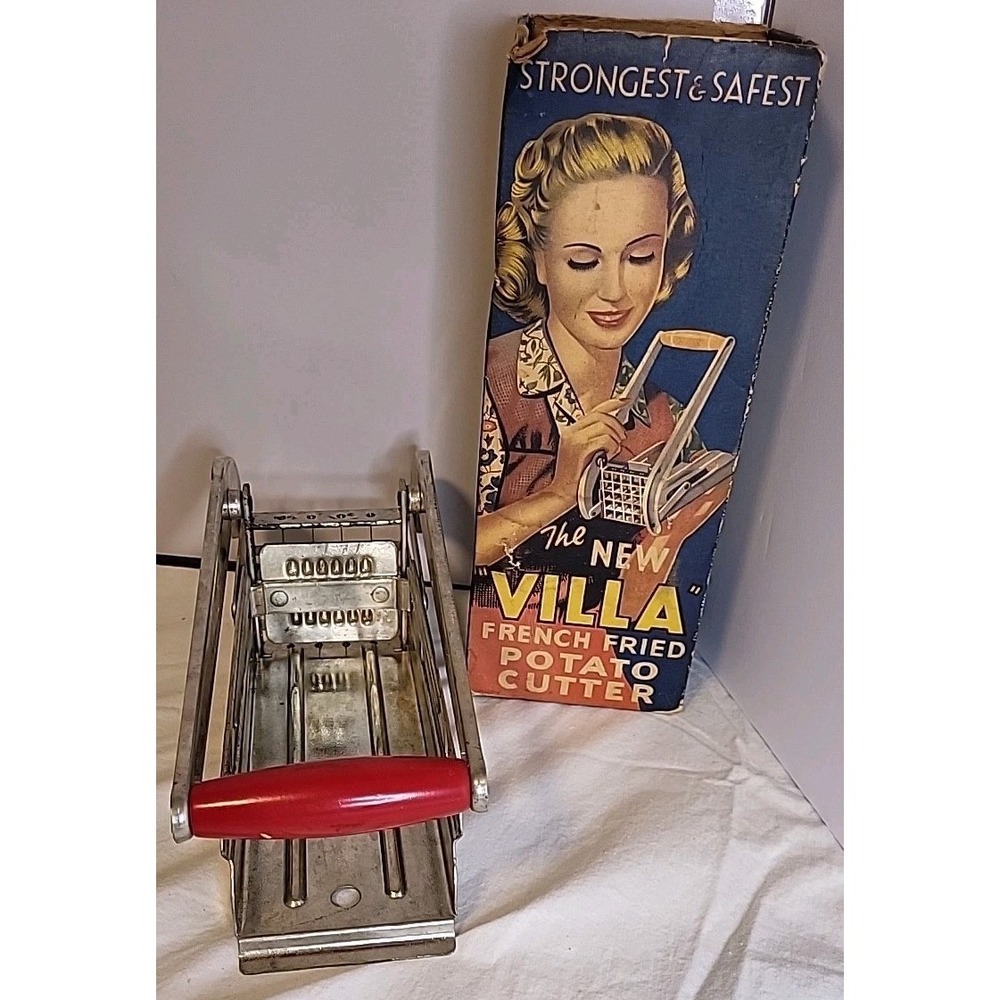Movie Props Vintage Antique VILLA Box French Fried Potato Cutter England